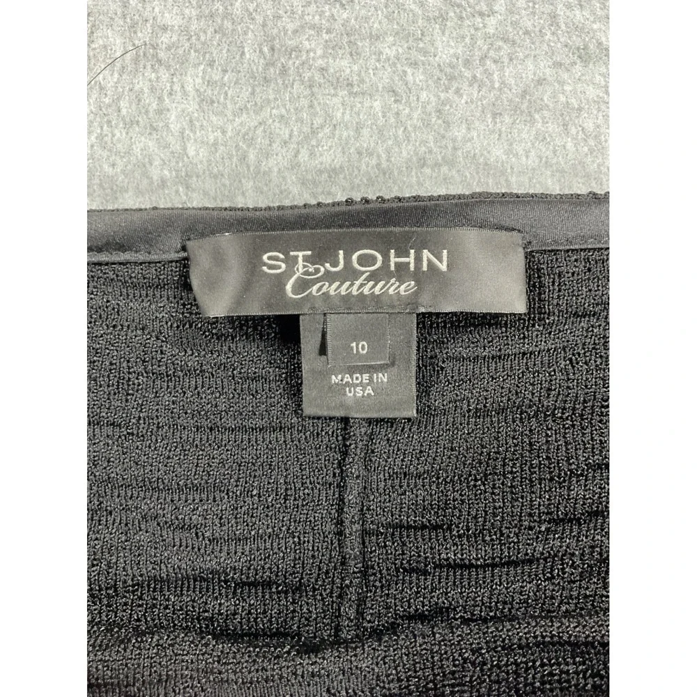 St. John Couture Black Textured Knit Pencil Skirt Size 10 Made in USA 2326